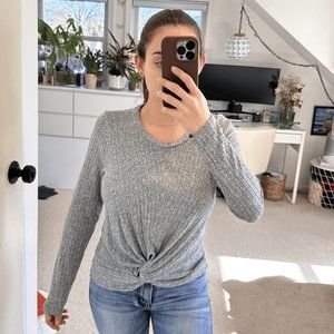 Grey Sweater Top with a Twist